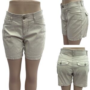 Lee Sinfully Soft Cream Khaki High Waist Button Flap Pocket Shorts Womens 8
